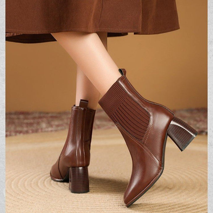 Damen Elegante Chunky Stiefeletten mit Strick-Einsatz Echo Archiv