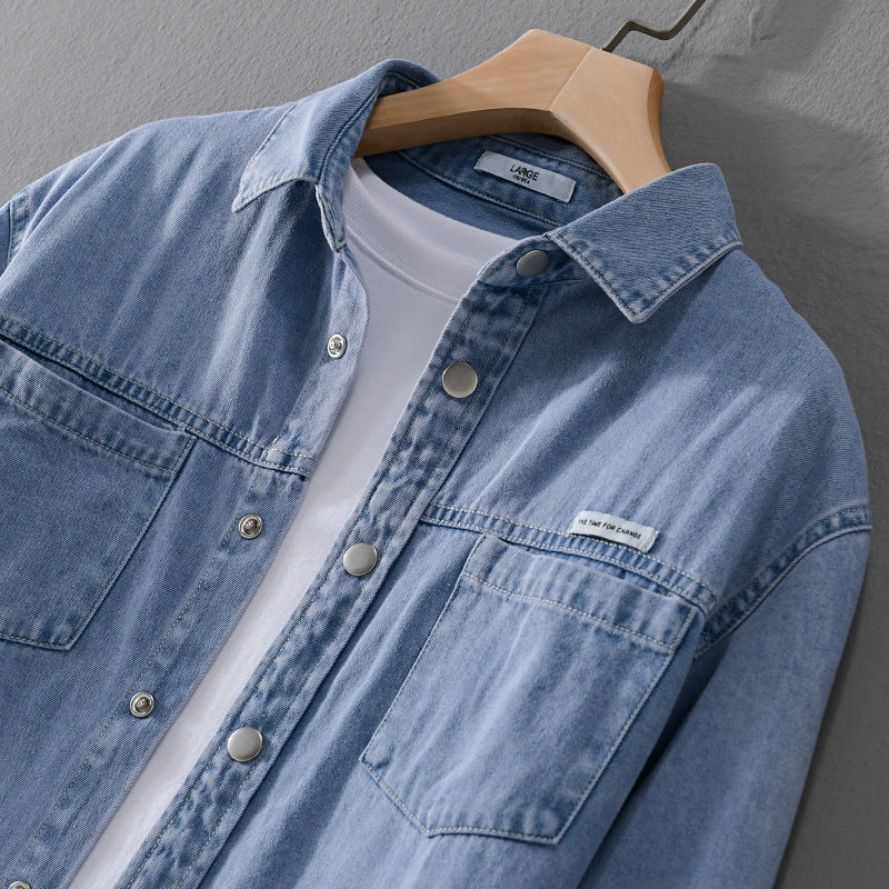 Herren Jeans-Worker-Overshirt im Hemdjacken-Stil mit Brusttaschen Echoarchiv