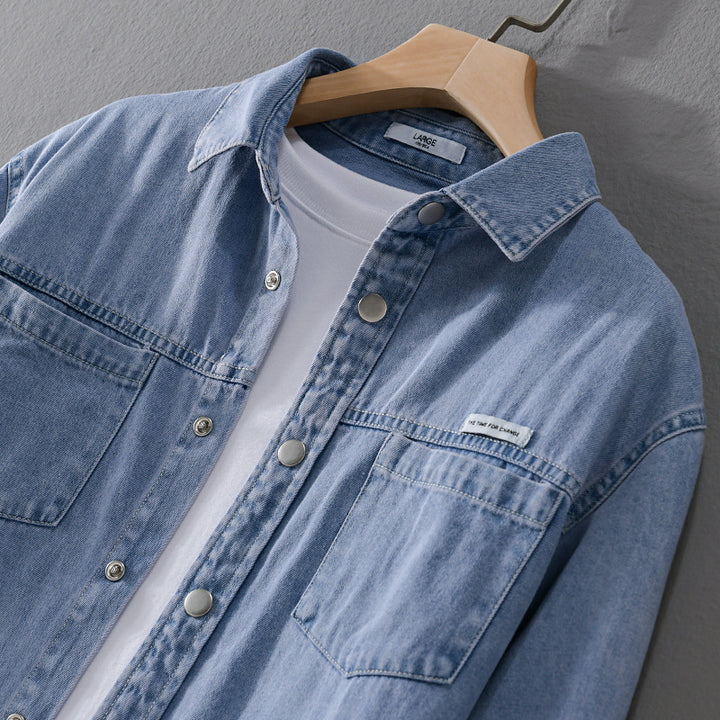Herren Jeans-Worker-Overshirt im Hemdjacken-Stil mit Brusttaschen Echoarchiv