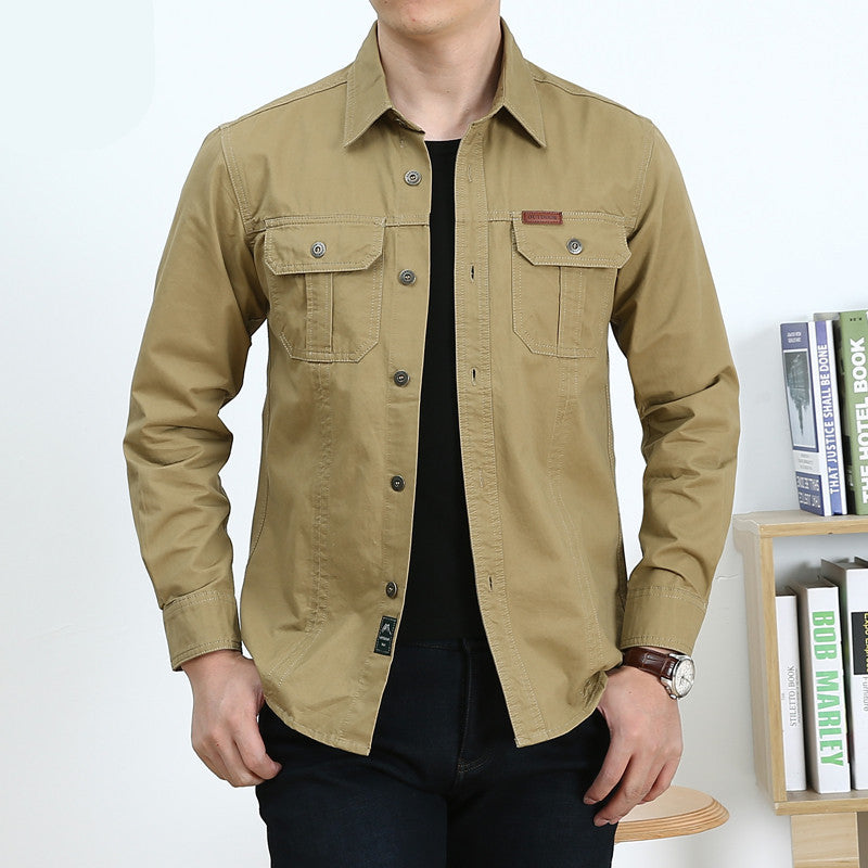 Herren Leichtes Canvas-Overshirt im Utility‑Stil mit Brustpattentaschen und Hemdkragen Echoarchiv