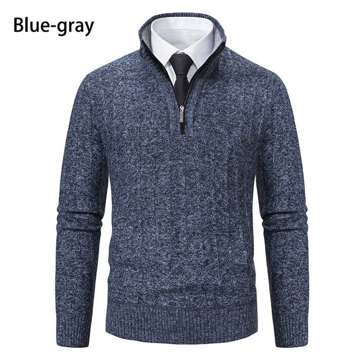 Herren Strickpullover mit hochabschließendem Kragen und Reißverschluss Taschen Echoarchiv