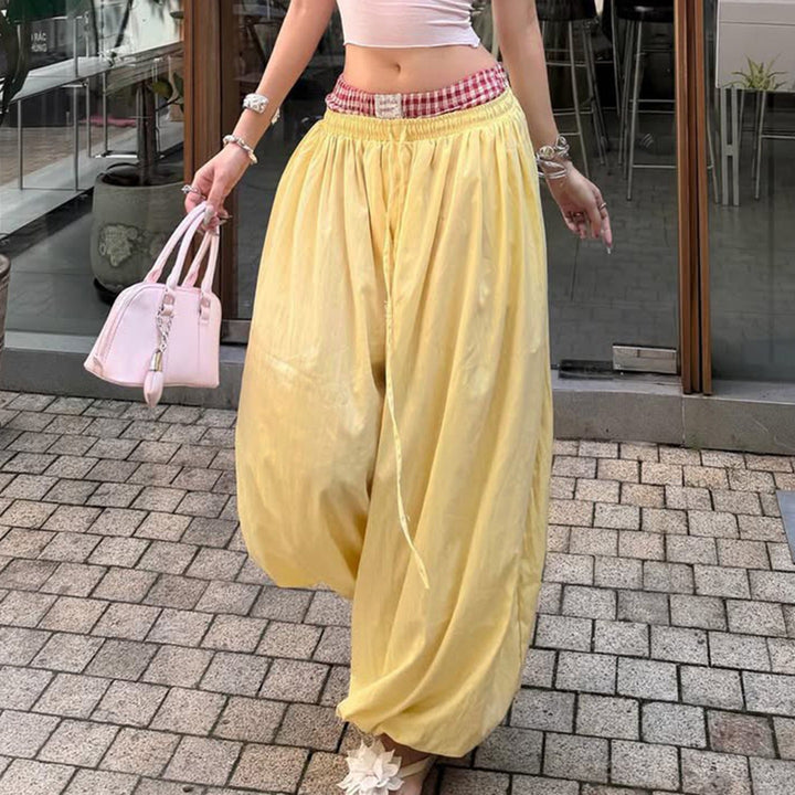 Damen Bequeme Palazzo-Hosen mit elastischem Bund und verstellbarem Kordelzug Echo Archiv