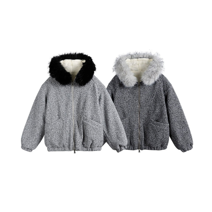 Damen Bouclé-Blousonjacke mit voluminösem Faux-Fur-Kragen und Thermofutter Echoarchiv