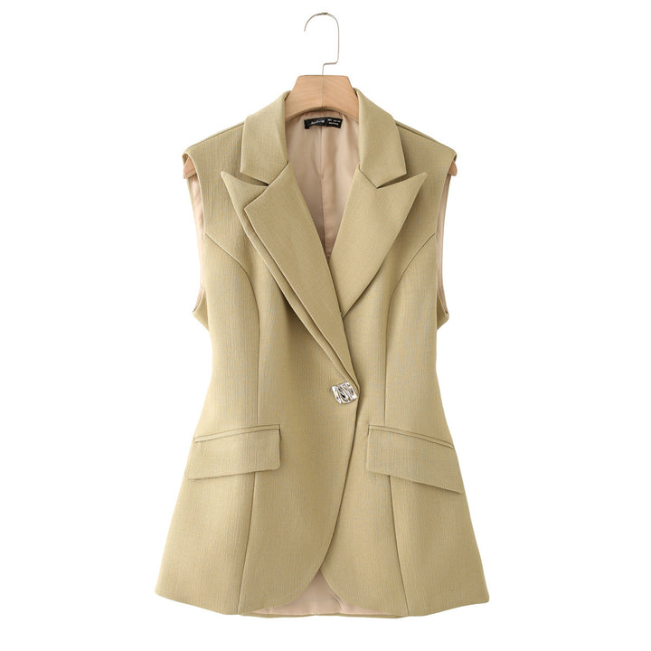 Damen nan taillierte Longblazer-Weste mit Reverskragen und Pattentaschen Echo Archiv