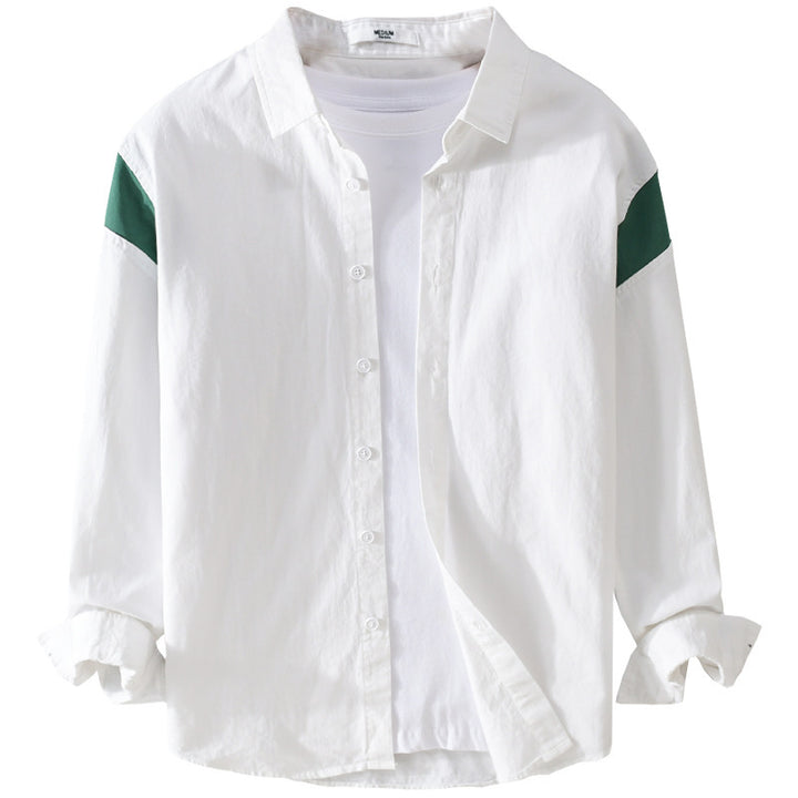 Herren Leichtes Baumwoll-Layering-Hemd mit Kontrastschulterpaneel und innenliegendem T-Shirt Echoarchiv