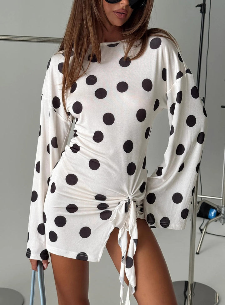 Damen Mini-Kleid mit Rüschendesign und Taillenknoten Echo Archiv