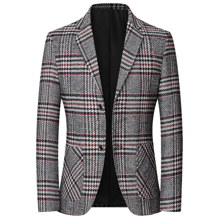 Herren Glencheck-Sakko Slim Fit aus Wollmischung mit dezentem Overcheck – Tianoro