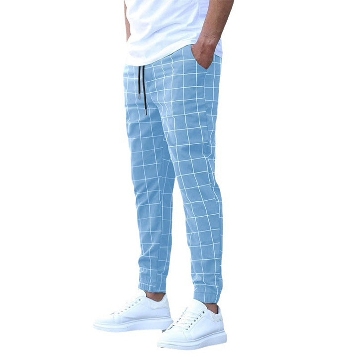 Herren karierte Jogginghosen mit Kordelzug, Slim Fit und elastischen Bündchen Echoarchiv