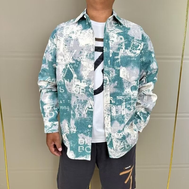 Herren modische Hemdjacke mit kreativen Druckmustern Echoarchiv