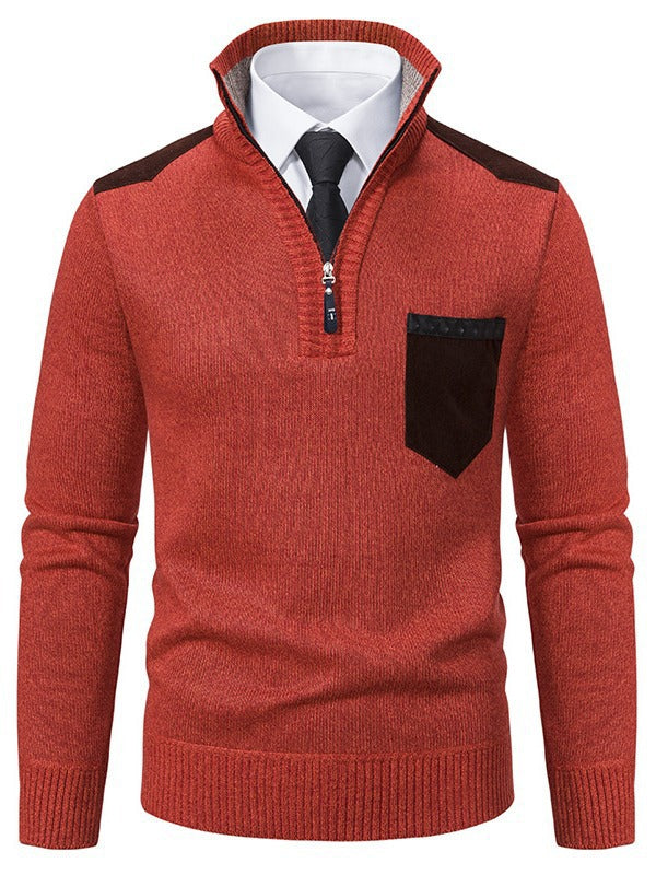Herren modischer Pullover mit Stehkragen und praktischem Reißverschluss Echoarchiv