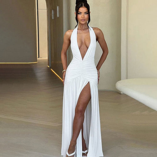 Damen Elegantes Wickelkleid mit tiefem V-Ausschnitt und seitlichem Schlitz Echo Archiv
