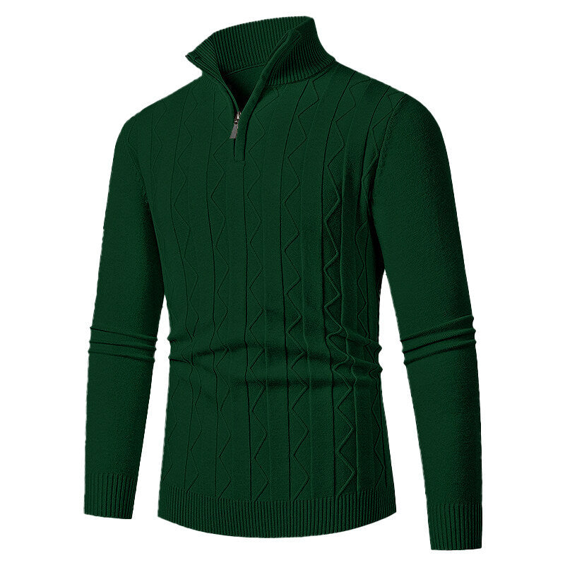 Herren Strickpullover mit stylischem Reißverschluss und Zopfmuster Echoarchiv