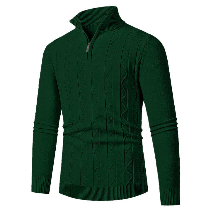 Herren Strickpullover mit stylischem Reißverschluss und Zopfmuster Echoarchiv