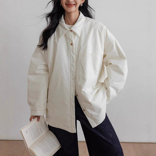 Damen Oversized Bluse mit Knopfdetail Echoarchiv