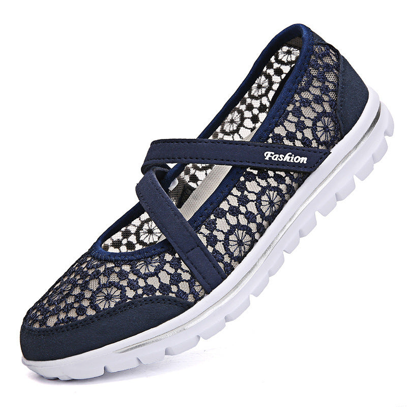 Damen nan gehäkelter Mary-Jane-Sneaker mit atmungsaktivem Spitzenmesh und flexibler Leichtsohle Echo Archiv