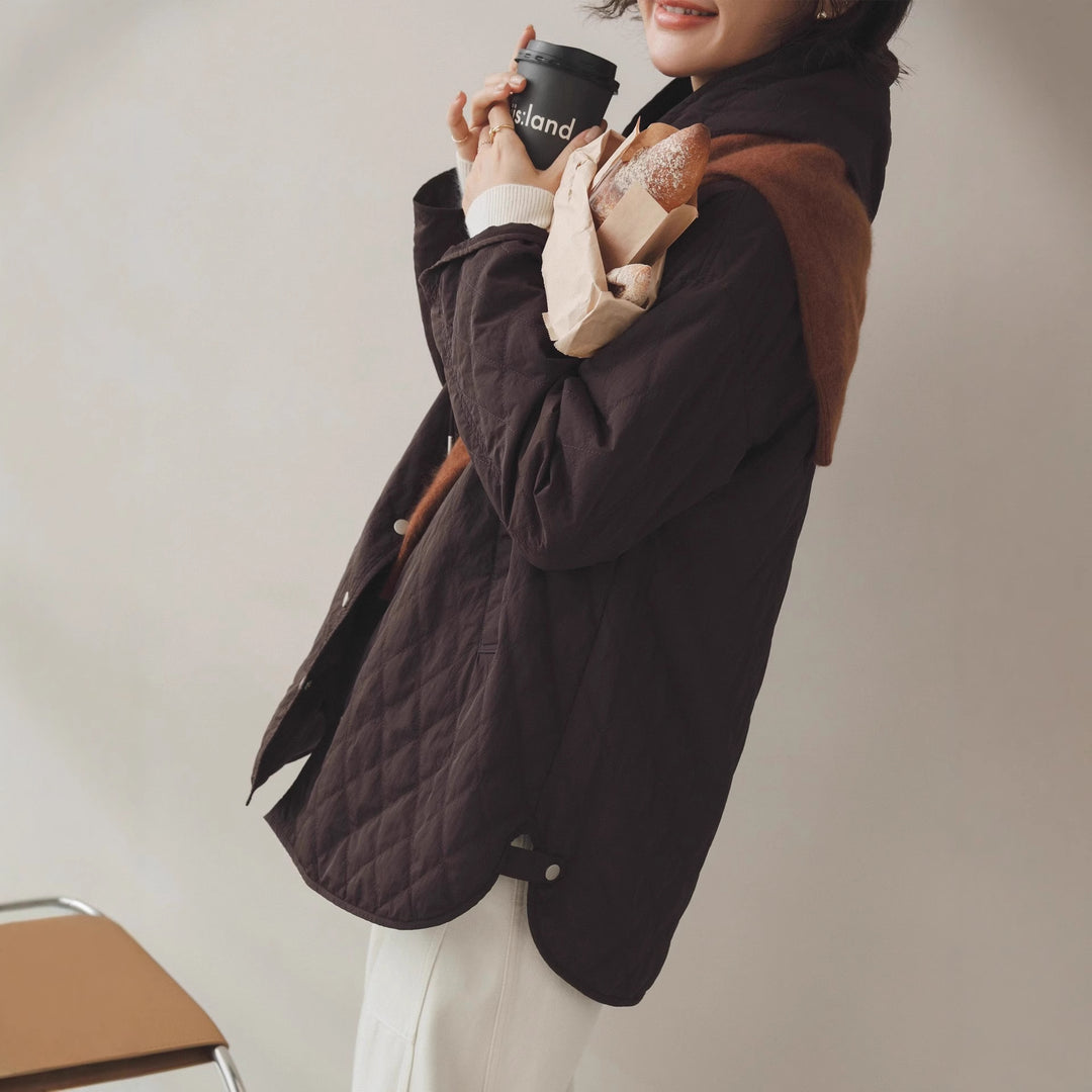 Damen Modische Steppjacke mit Kapuze Echoarchiv