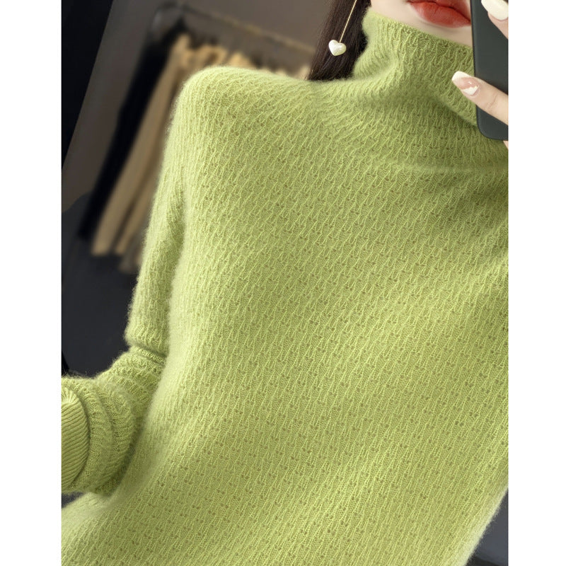 Damen Weicher Feinstrick‑Mockneckpullover mit flauschiger Mohair‑Optik, zarter Wabenstruktur und legerer Oversize‑Passform Echoarchiv