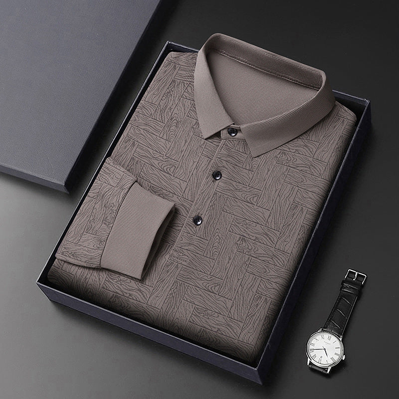 Herren modisches Polohemd mit raffiniertem Strukturdesign und eleganter Knopfleiste Echoarchiv