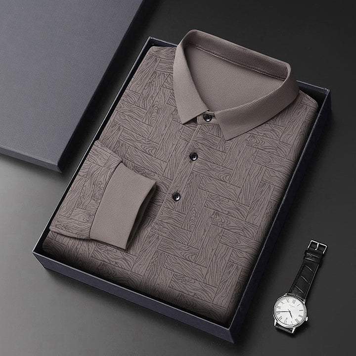 Herren modisches Polohemd mit raffiniertem Strukturdesign und eleganter Knopfleiste Echoarchiv