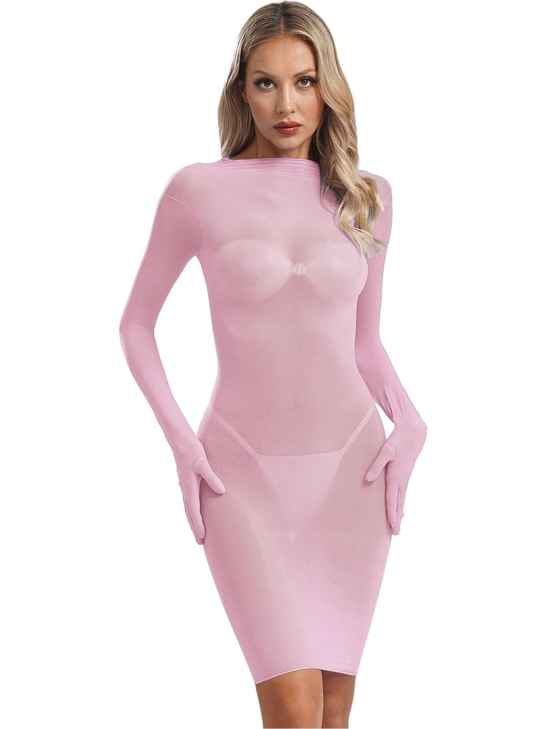 Damen Hautenges langärmeliges Kleid aus durchsichtigen Materialien Echo Archiv