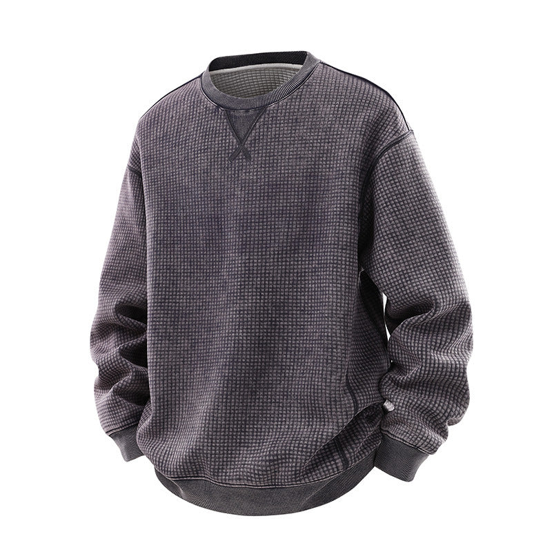 Herren Oversize-Waffelstruktur-Sweatshirt mit Rundhals und gerippten Bündchen Echo Archiv