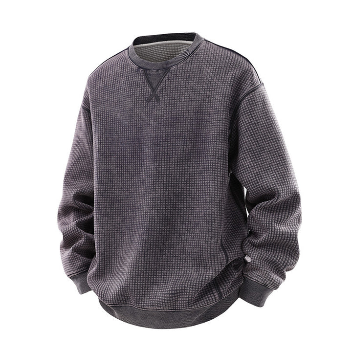 Herren Oversize-Waffelstruktur-Sweatshirt mit Rundhals und gerippten Bündchen Echo Archiv