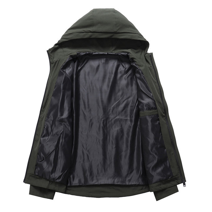 Herren Urbaner minimalistischer Softshell-Kapuzenblouson mit verdeckter Reißverschlussfront Echo Archiv