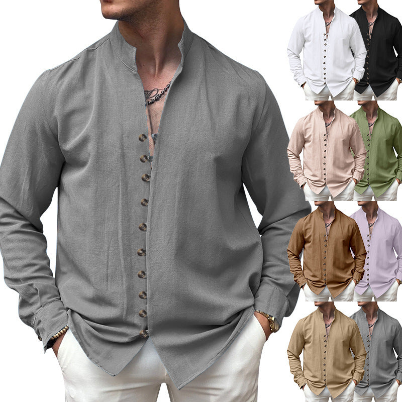 Herren modisches Langarmhemd mit Knopfdetails Echoarchiv