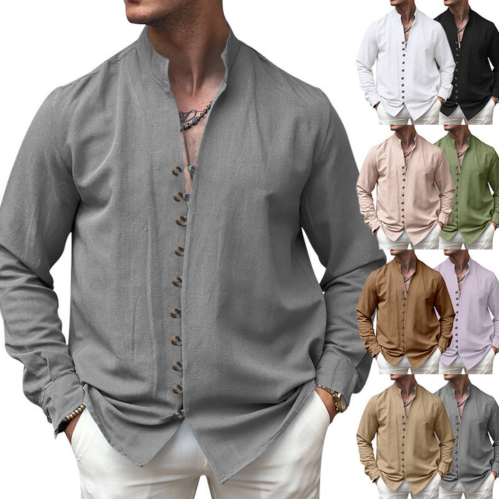 Herren modisches Langarmhemd mit Knopfdetails Echoarchiv