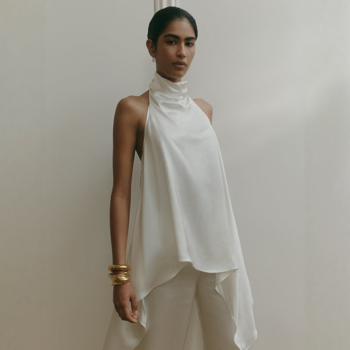Damen elegantes satinierter Einteiler mit asymmetrischem Schnitt Echo Archiv