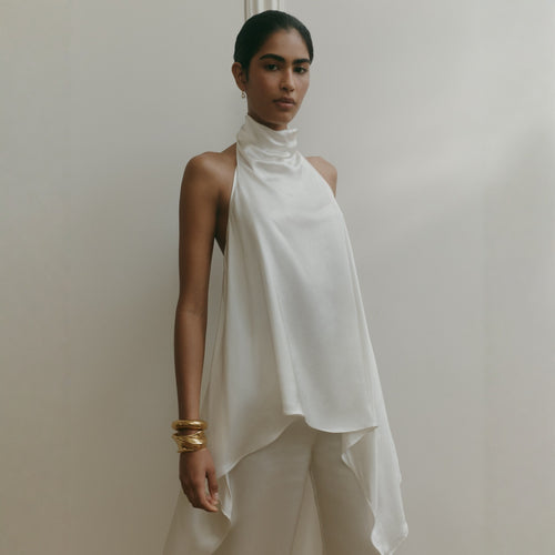 Damen elegantes satinierter Einteiler mit asymmetrischem Schnitt Echo Archiv