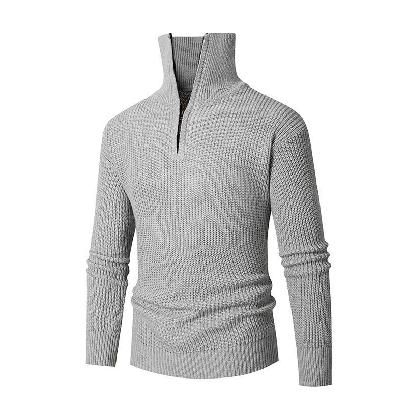 Herren nan strukturierter Halbzip-Pullover mit hohem Kragen, robuster Rippstruktur und elastischen Bündchen Echo Archiv