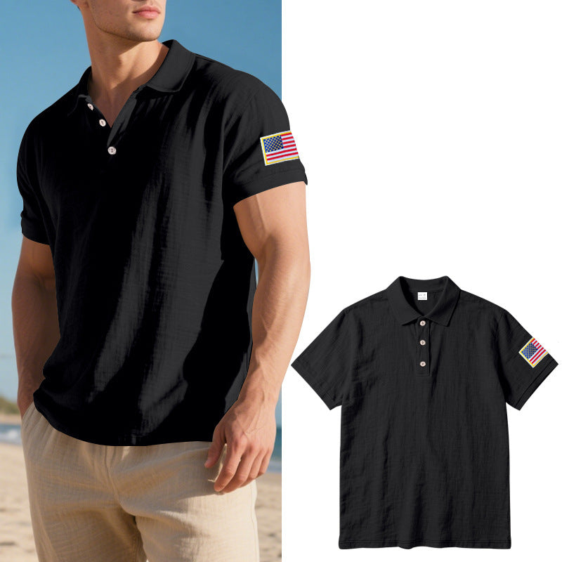 Herren Polohemd mit modischem amerikanischem Flaggenmotiv und hochwertiger Baumwolle Echoarchiv