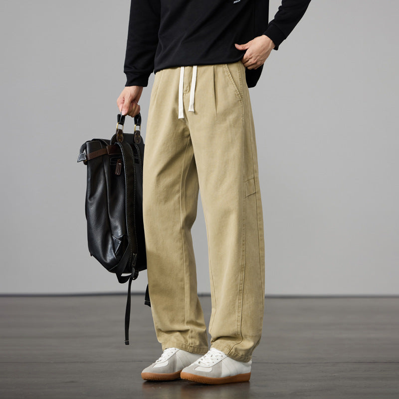 Herren Weite Baumwoll-Canvas Cargo-Hose mit Tunnelzugbund und Mehrfachtaschen Echo Archiv