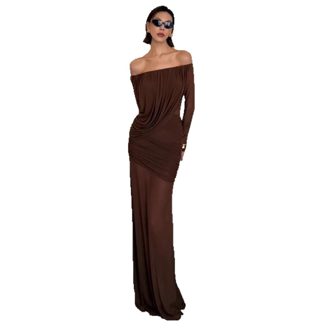 Damen elegantes Kleid mit asymmetrischer Drapierung Echo Archiv