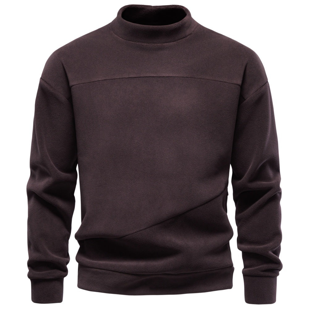 Herren Kuscheliger Microfleece Pullover mit Stehkragen und schrägen Ziernähten Echoarchiv