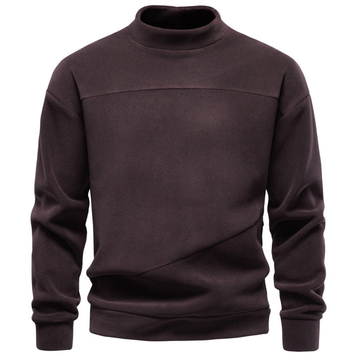 Herren Kuscheliger Microfleece Pullover mit Stehkragen und schrägen Ziernähten Echoarchiv