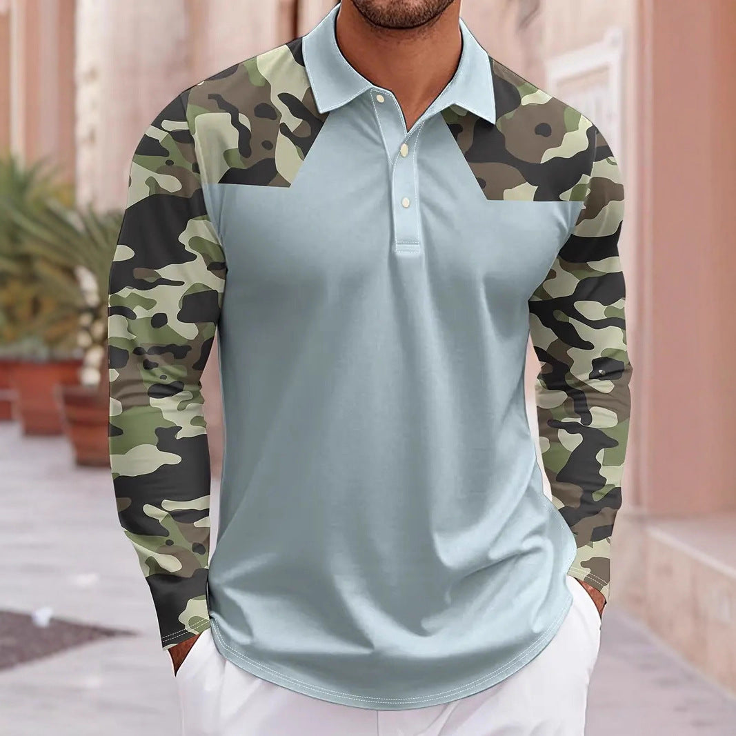 Herren Polo-Shirt mit Camouflage-Ärmeln Echoarchiv