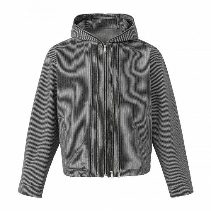 Unisex Kapuzenjacke im Boxy‑Cut mit Doppelreißverschluss und Nadelstreifen‑Optik Echo Archiv