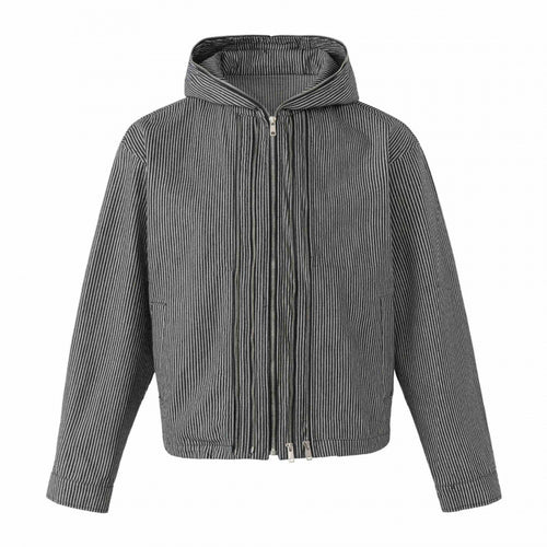 Unisex Kapuzenjacke im Boxy‑Cut mit Doppelreißverschluss und Nadelstreifen‑Optik Echo Archiv