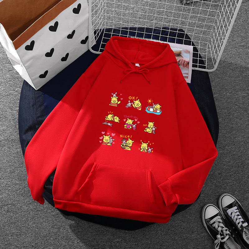 Damen Kapuzenpullover mit mehrfachem Comic-Emote-Print, oversized Schnitt und weichem Innenfutter – Auréline