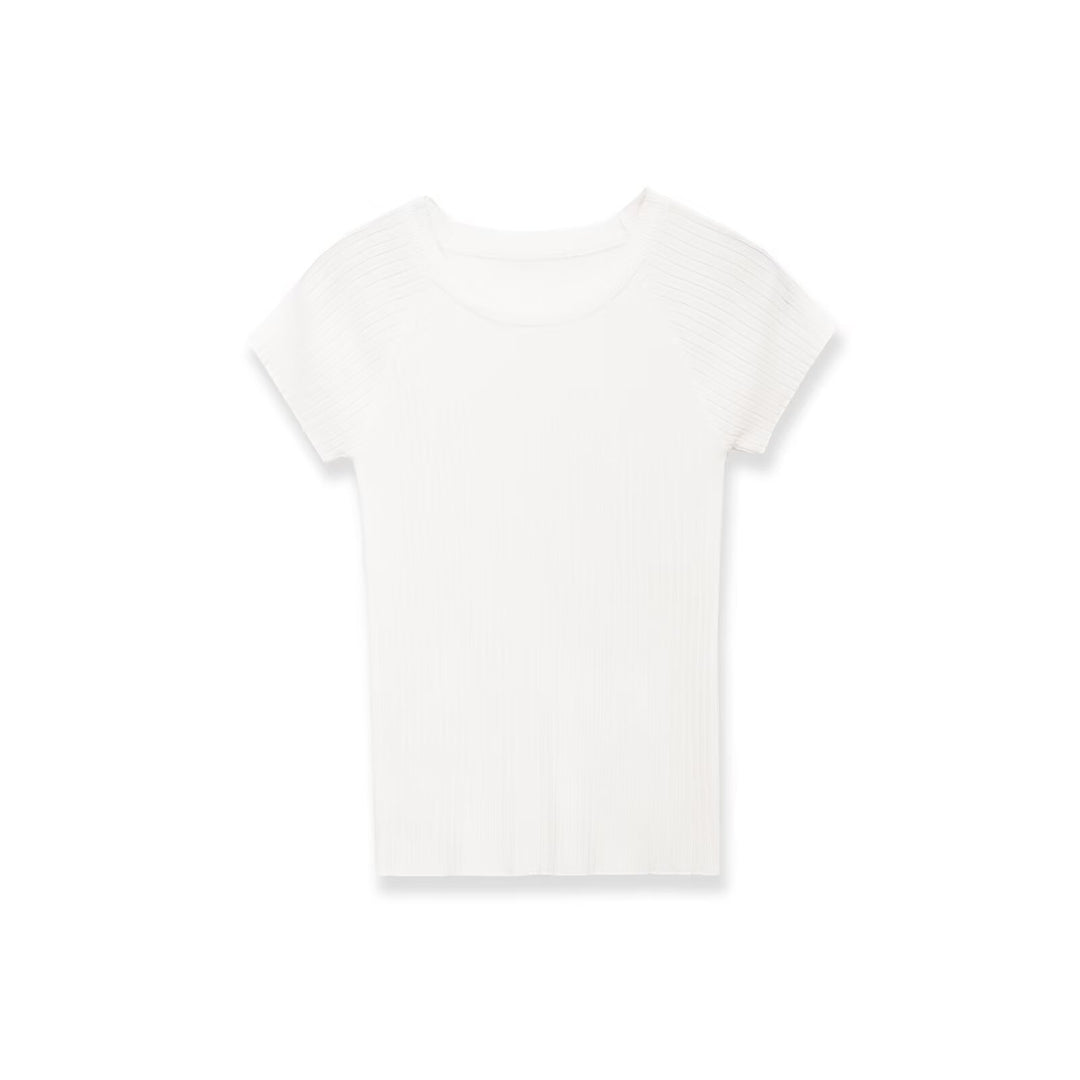 Damen figurbetontes Ripp-T-Shirt mit kurzen Ärmeln Echo Archiv