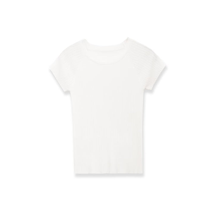 Damen figurbetontes Ripp-T-Shirt mit kurzen Ärmeln Echo Archiv