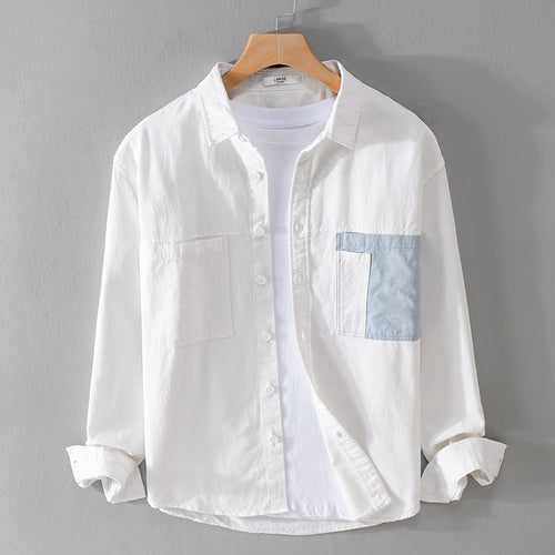 Herren Leichtes Baumwoll-Overshirt mit Kontrast-Brusttasche und Relaxed-Fit Echoarchiv