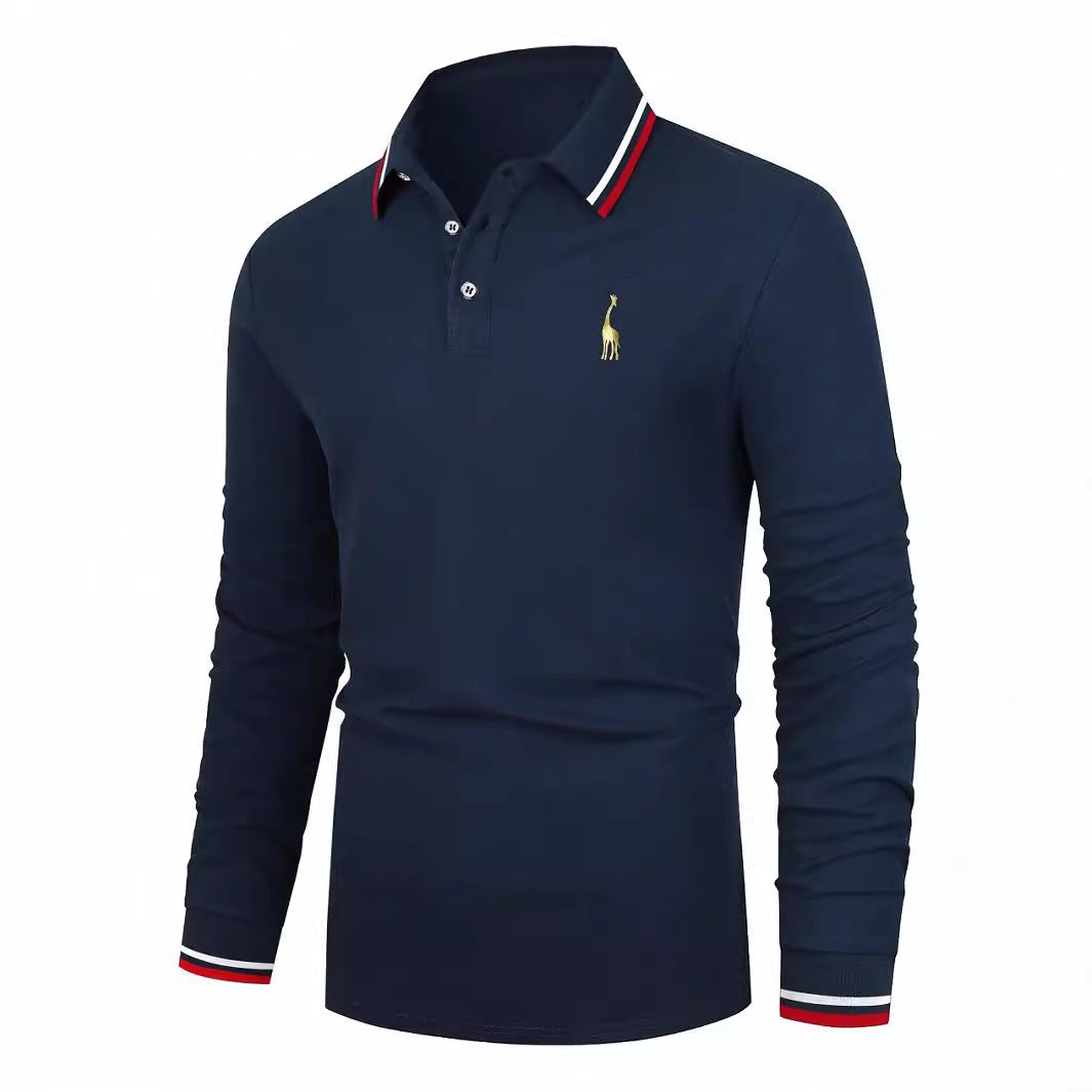 Herren Langarm Poloshirt mit sportivem Kragen und kontrastierenden Bündchen Echoarchiv