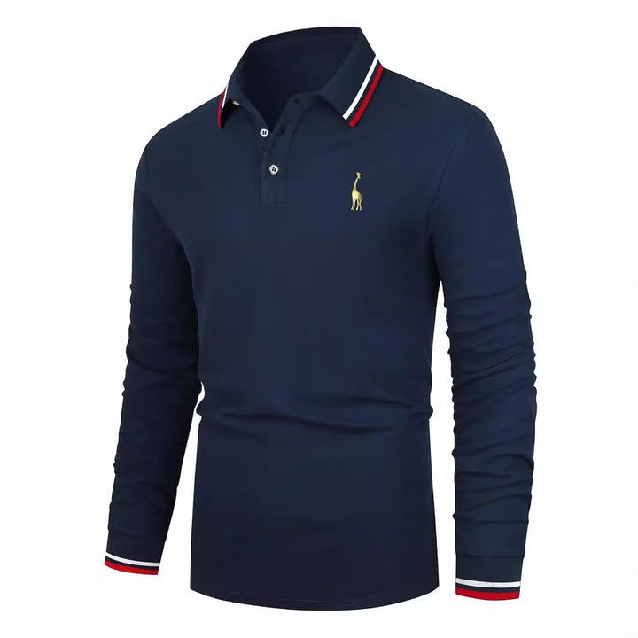 Herren Langarm Poloshirt mit sportivem Kragen und kontrastierenden Bündchen Echoarchiv