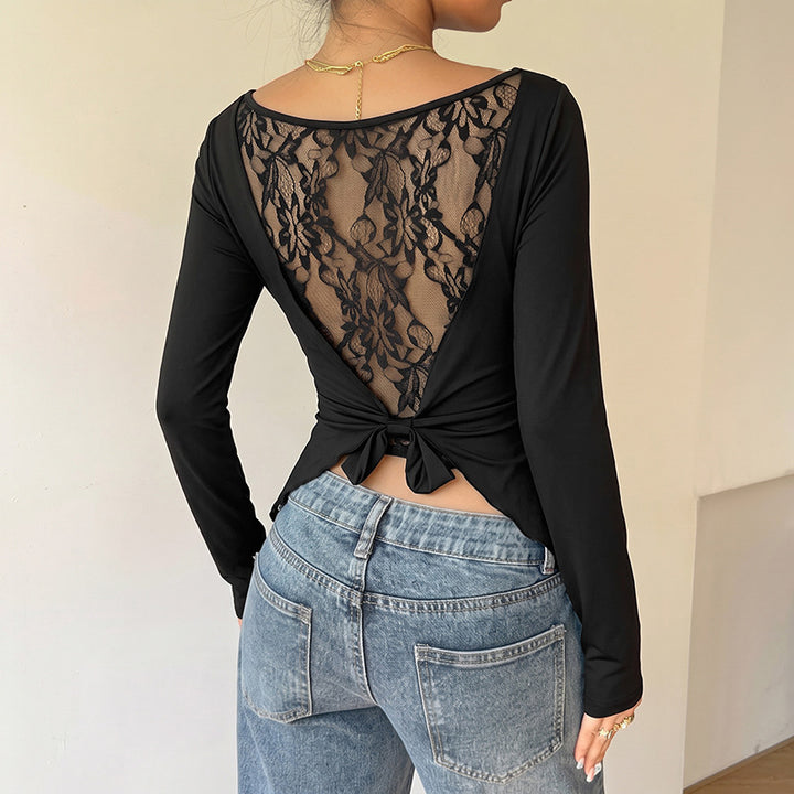 Damen Figurnahe Langarm-Strickshirt mit Rundhalsausschnitt und Stretchfit – Mavelle