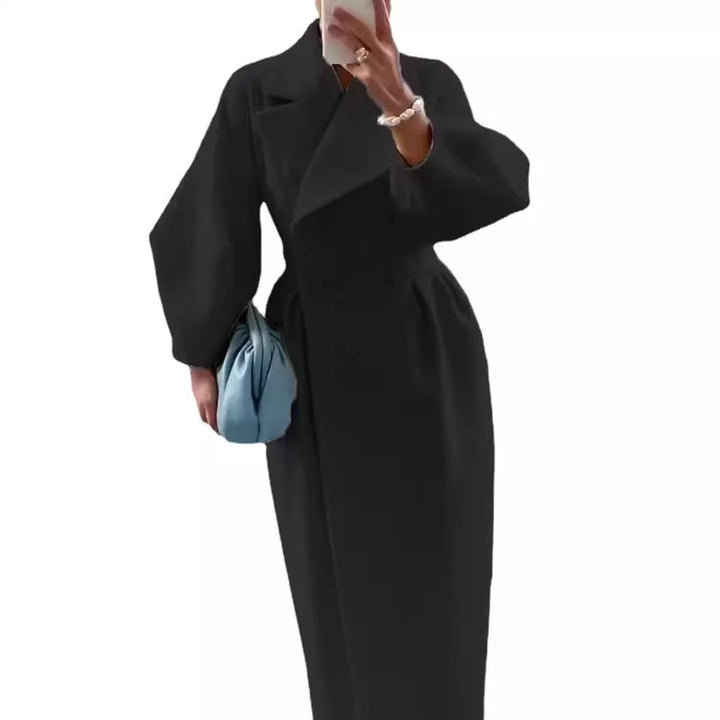 Damen nan taillierter Doppelreihiger Trenchcoat mit weitem Ärmel und hohem Beinschlitz Echo Archiv