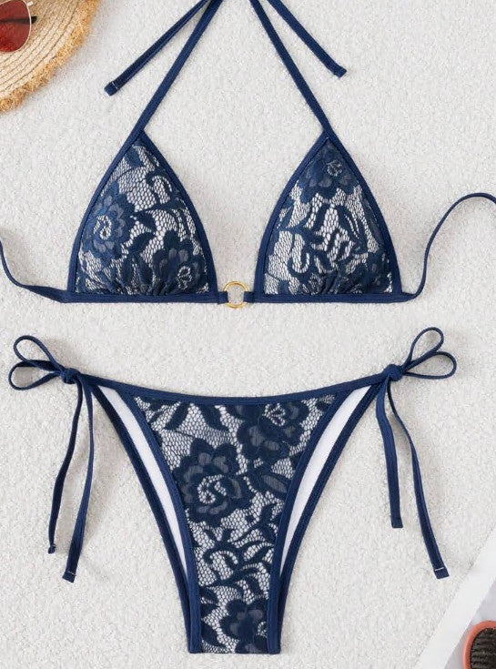 Damen Spitze Triangel-Bikini mit raffinierten Bindebändern Echo Archiv