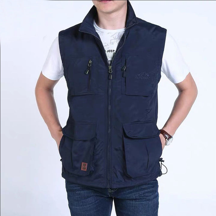Herren Multifunktionale Outdoor‑Weste mit Mesh‑Futter, Mehrfach‑Taschen und verstellbarem Saum Echo Archiv